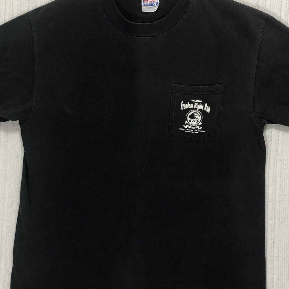 Vintage 1999 ABATE Florida Freedom‎ Rights Run Hanes Beefy-T Pocket Shirt Large
